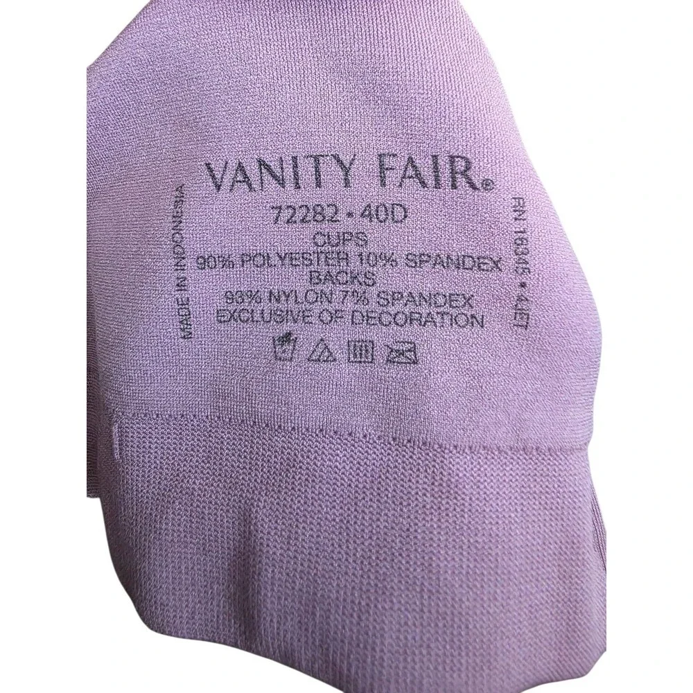 Vanity Fair Bra Womans 40D Purple Orchid Dream Beyond Comfort Full Coverage NWT